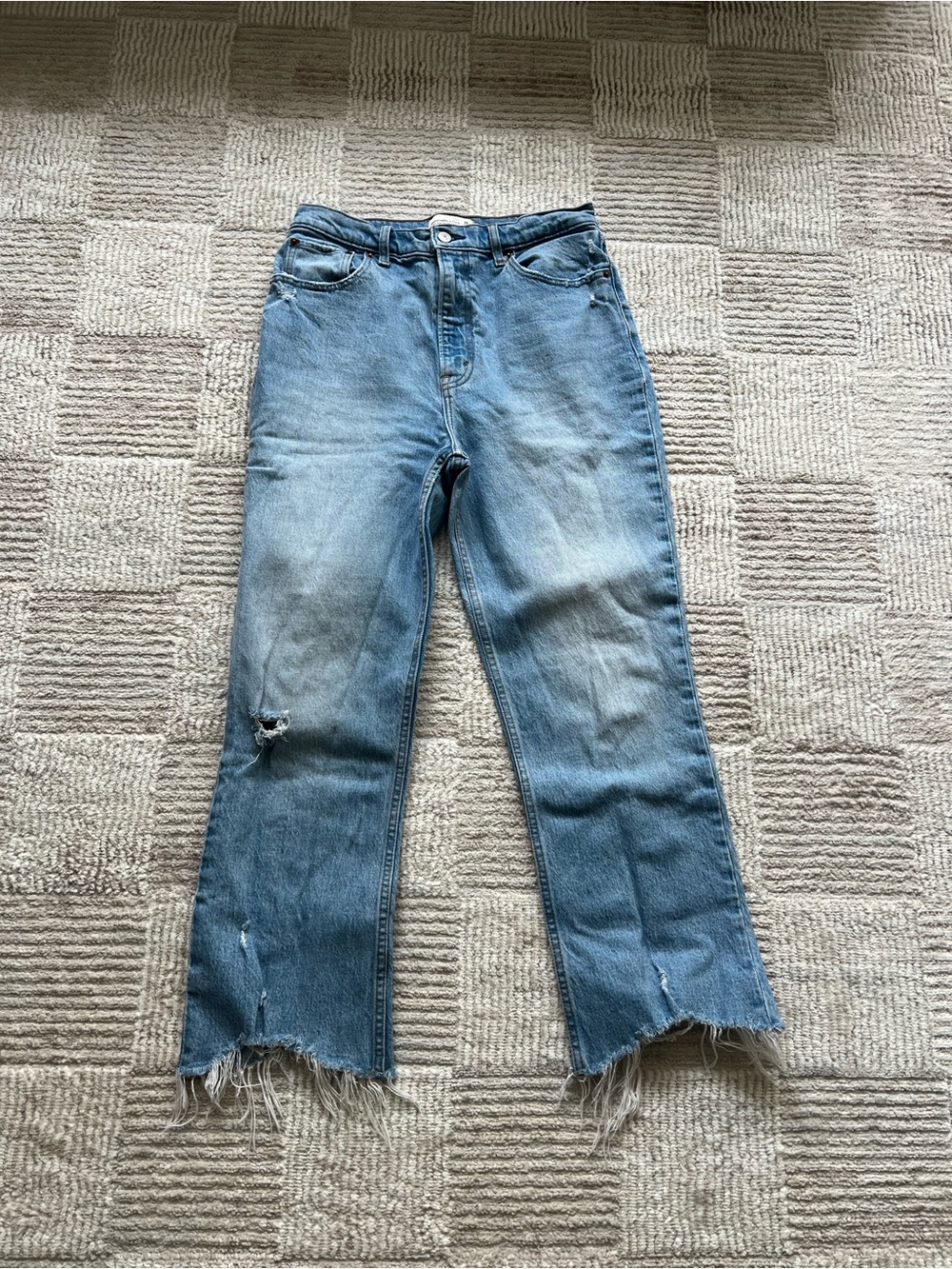 Abercrombie & Fitch Light Blue Distressed Ankle Jeans